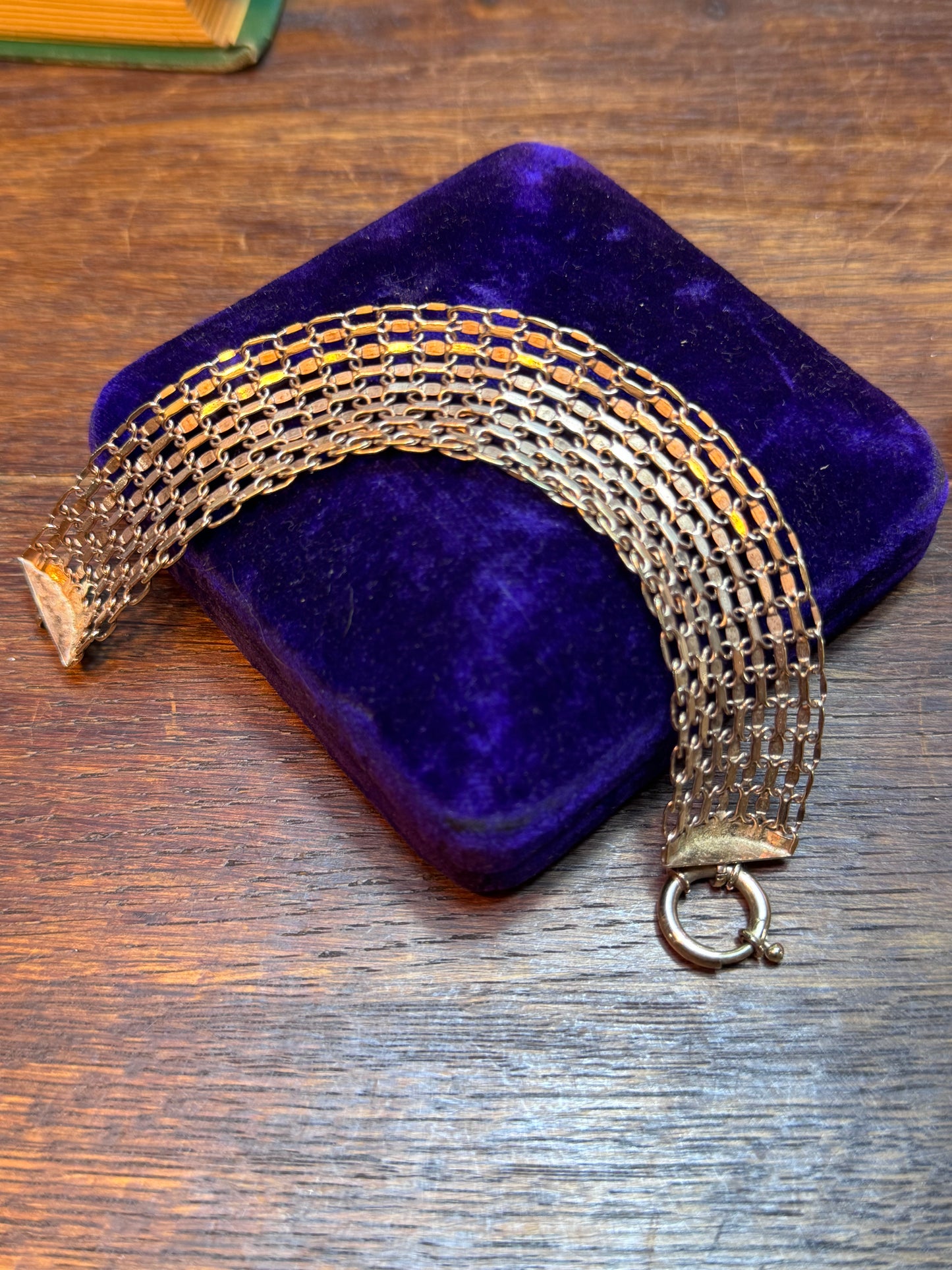 Vintage Goldtone Multi Strand Mesh Bracelet Victorian Revival Style 6.75”