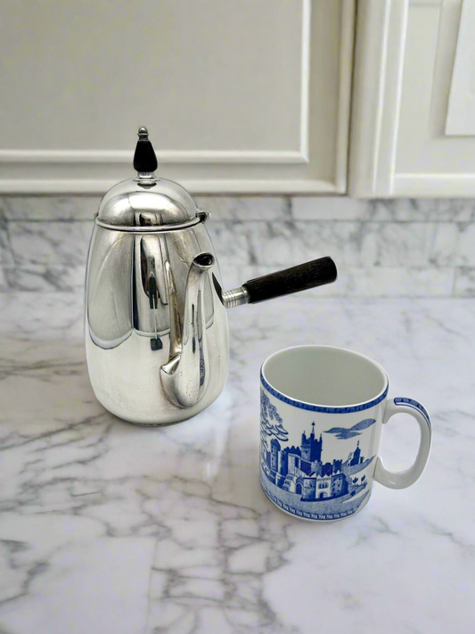 Vintage FB Rogers Silver Co Silver Plated Wood Handle Coffee Chocolate Pot