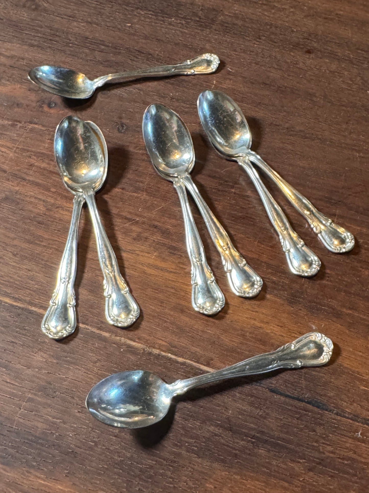 Silver Plate Demitasse Spoons Set 8 Wheatley Brothers 4.5” Antique