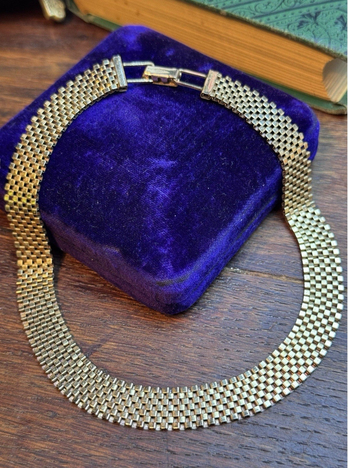 Vintage Whiting & Davis Goldtone Mesh Necklace 14.5”