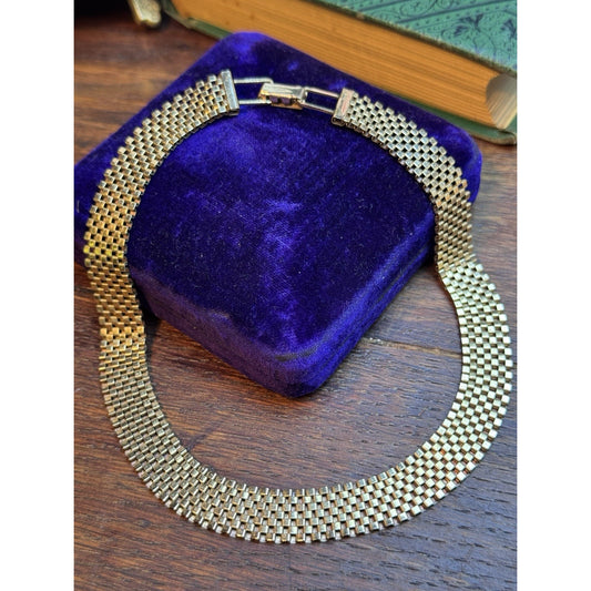 Vintage Whiting & Davis Goldtone Mesh Necklace 14.5”
