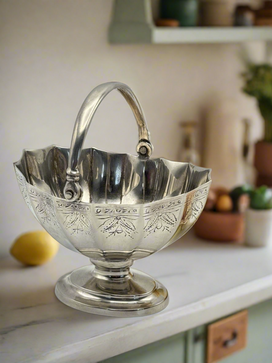 Vintage Silverplate Sugar Basket Estate Find