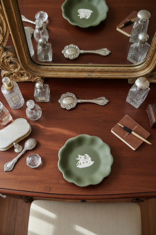 1955 Wedgwood Green Jasperware Mythological Trinket Dish England