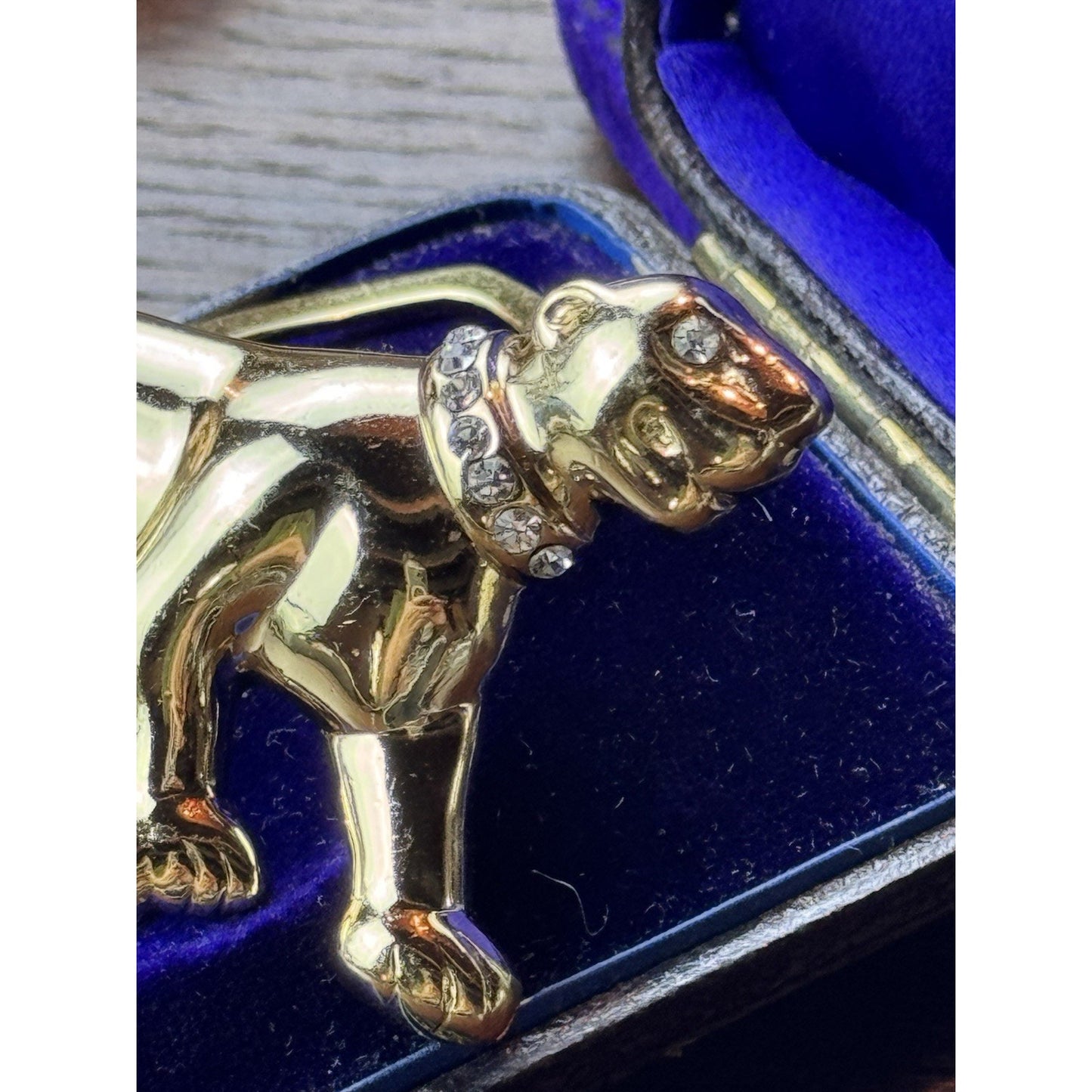 Vintage Panther “Cat” Scarf Clip Goldtone Rhinestone Collar 2.5” Figural