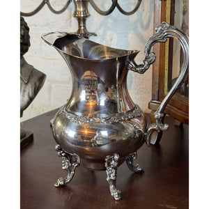 Silverplate Pitcher Footed Ornate Presentation Ewer Engraved 1972 10”h