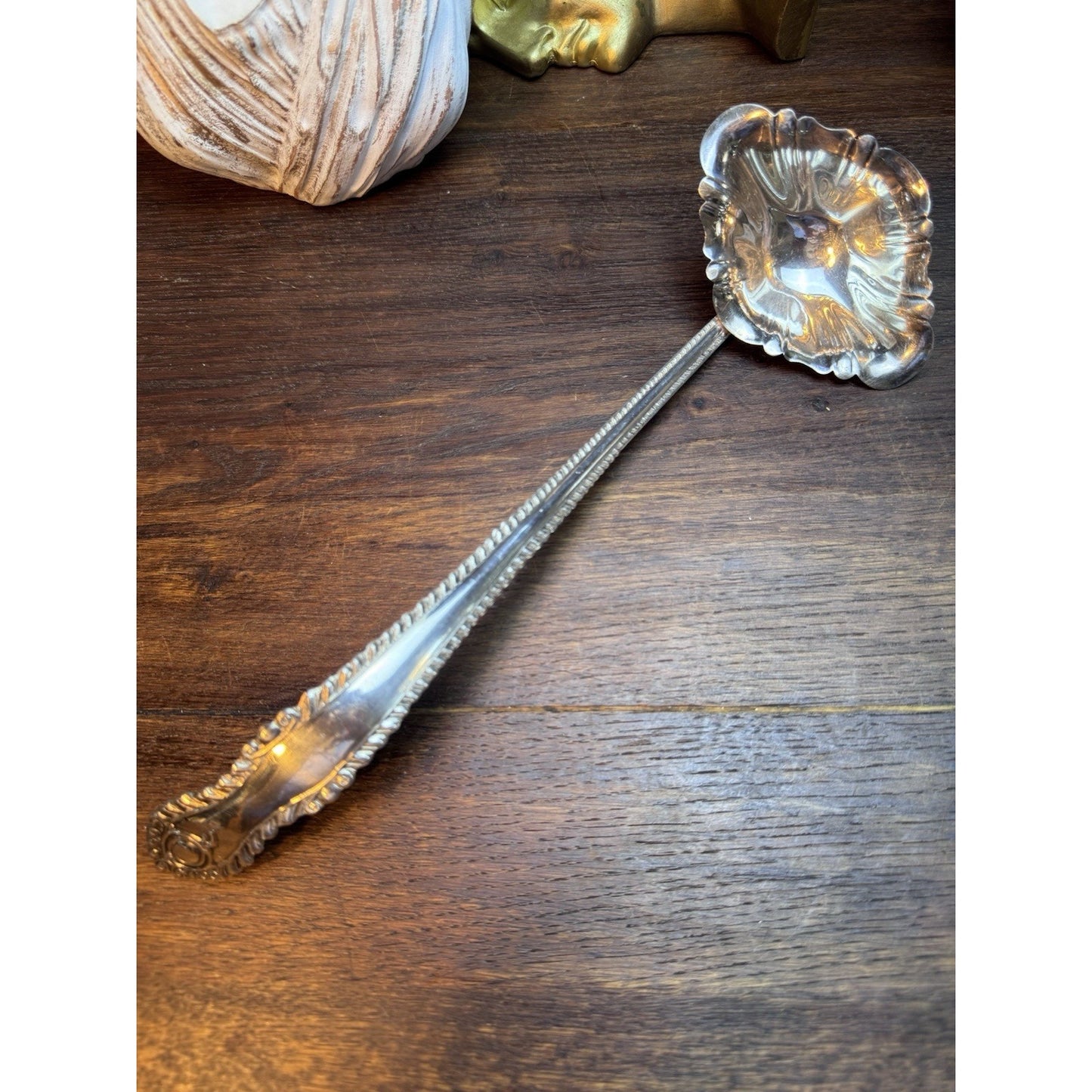 Silverplate Serving Ladle 13" Large Shell Bowl Victorian Art Nouveau Style