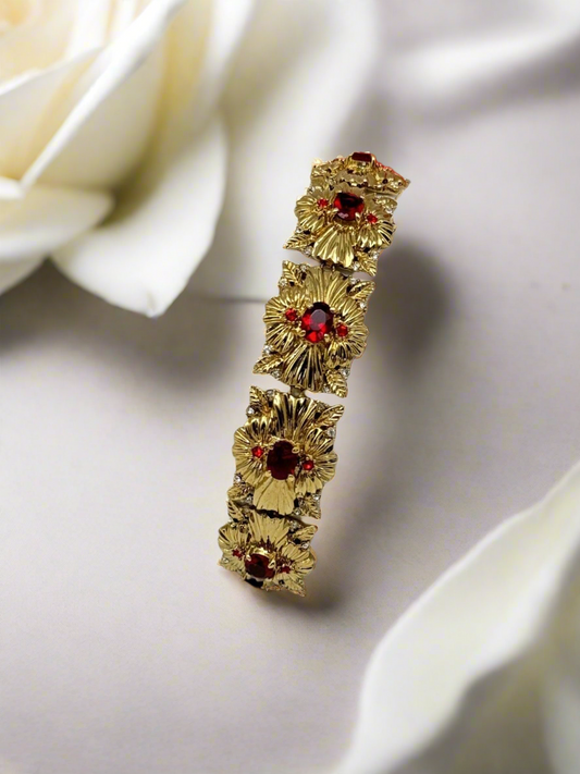 CAMROSE & KROSS Jacqueline Kennedy  Red Rhinestone Bracelet Box Estate Find