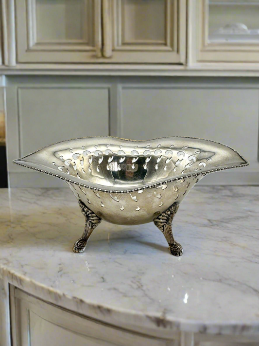 Antique Footed Bowl Serpentine Reticulated  F Roger’s Quadruple Silver Plate