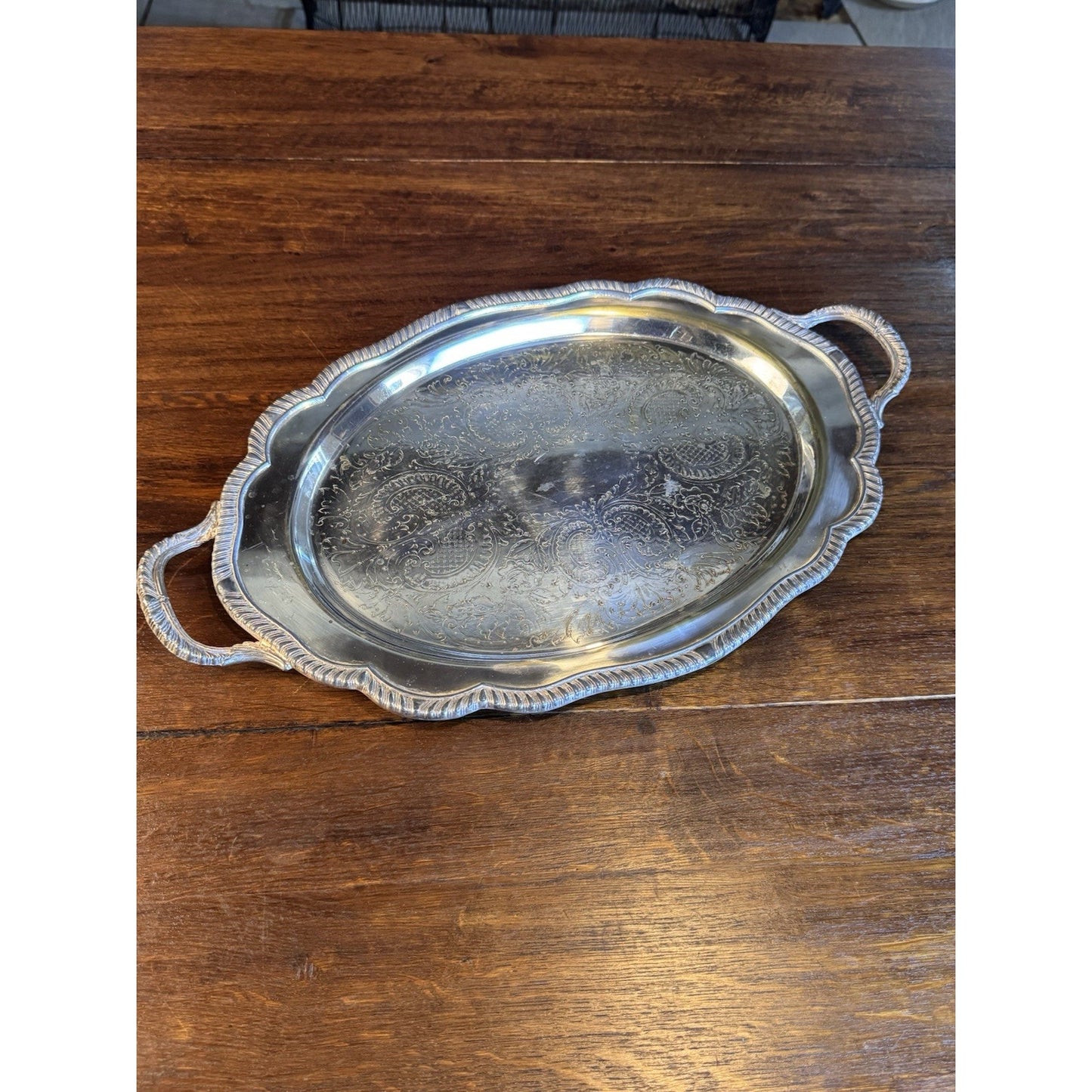 Silverplate Butler Tray F.B. Rogers Ornate Handled SHABBY Chic CONDITION 21”