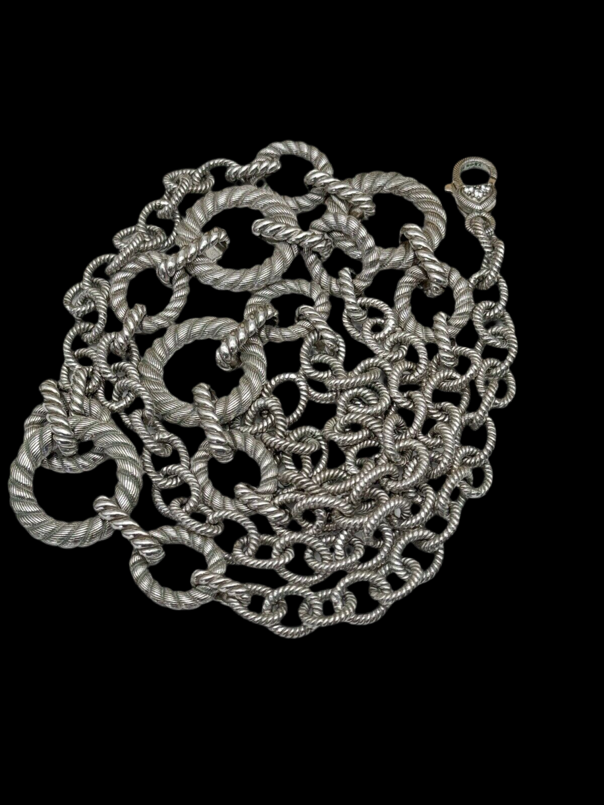 JUDITH RIPKA 925 Sterling CZ Lobster Heart Clasp 36” 175.6g STATEMENT PIECE‼️