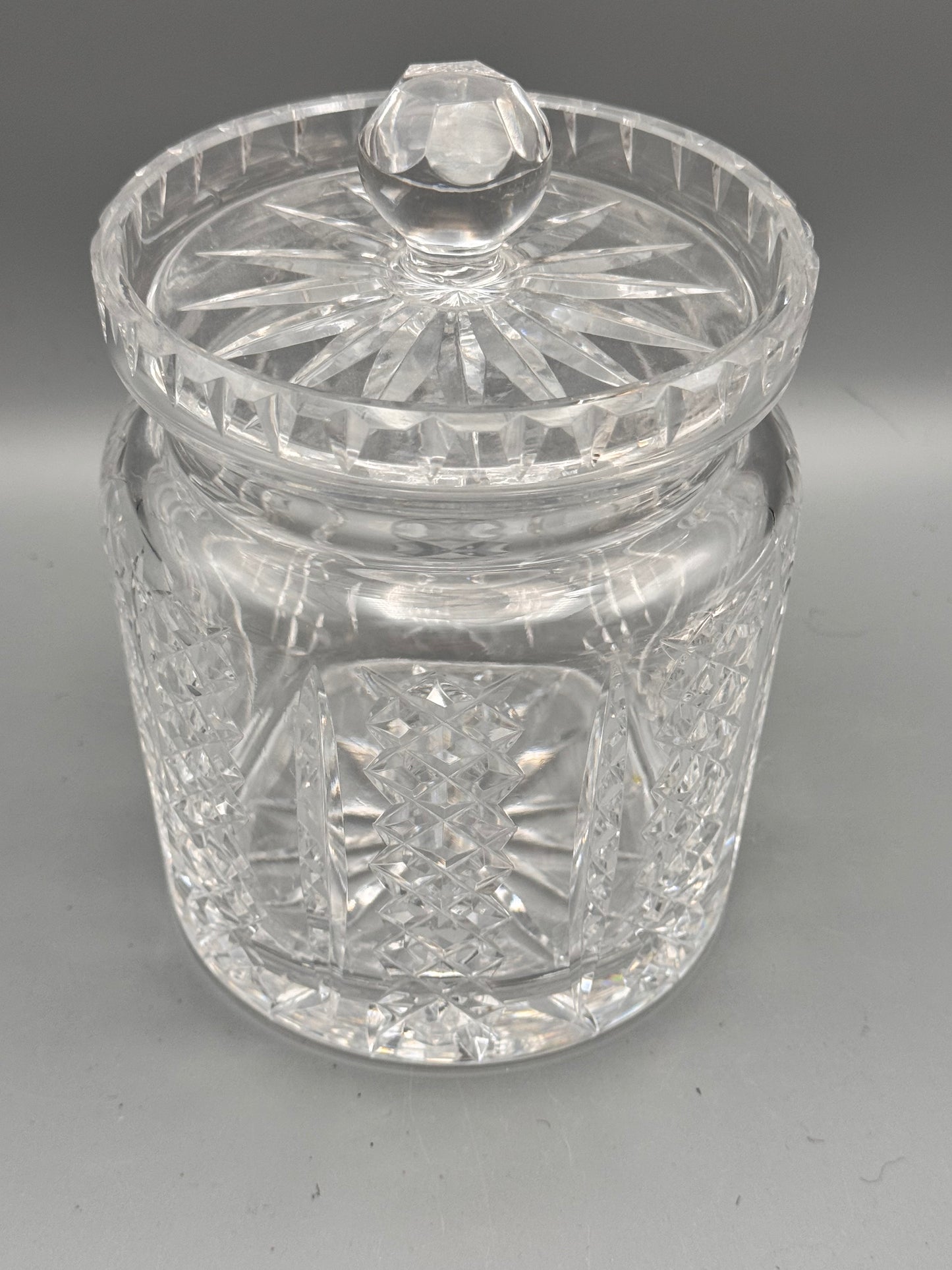 Waterford Crystal Biscuit Jar Lidded Cut Crystal Cookie Jar 7.5”