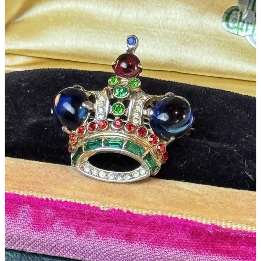 Trifari Brooch Coronation Crown Sterling Silver Alfred Philippe Pat 137542 1.25”
