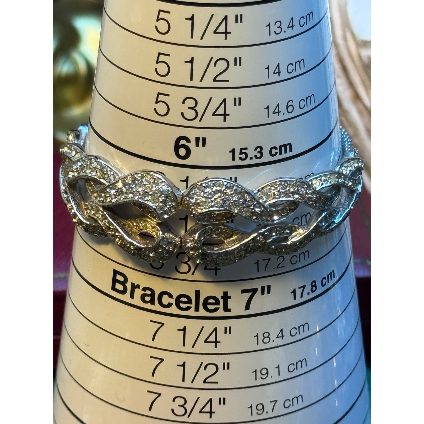 Vintage Silvertone Bracelet Beltstyle Buckle Design 6.25"