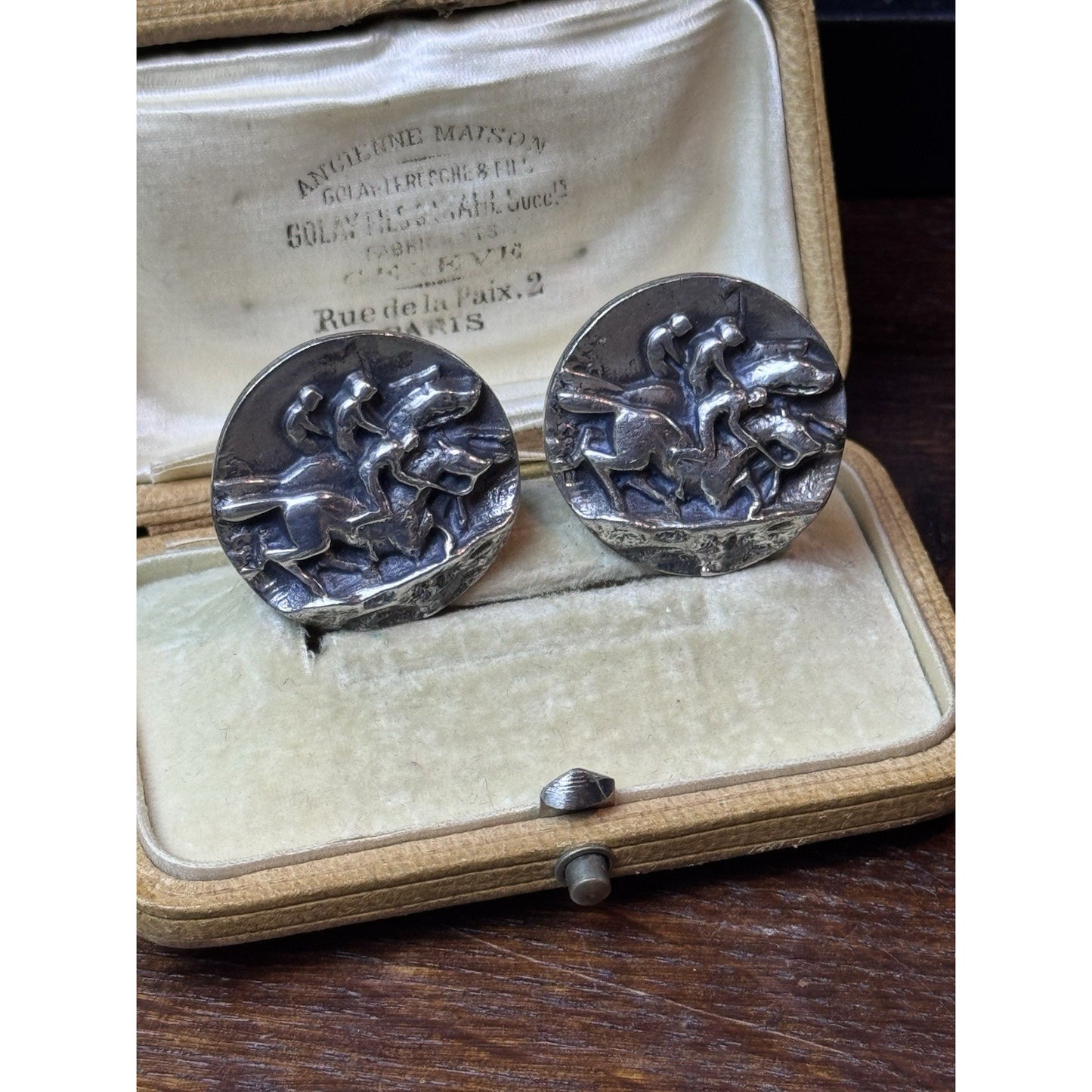 Vintage Sterling Horse Racing Cufflinks Equestrian Kentucky Derby Jockey 30g