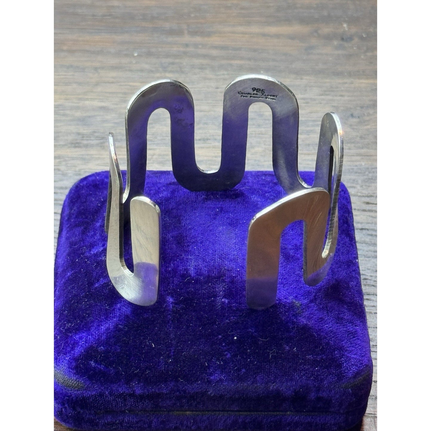Charles Albert Cuff Bracelet Sterling Silver Modernist Sculptural 7” 57.9g