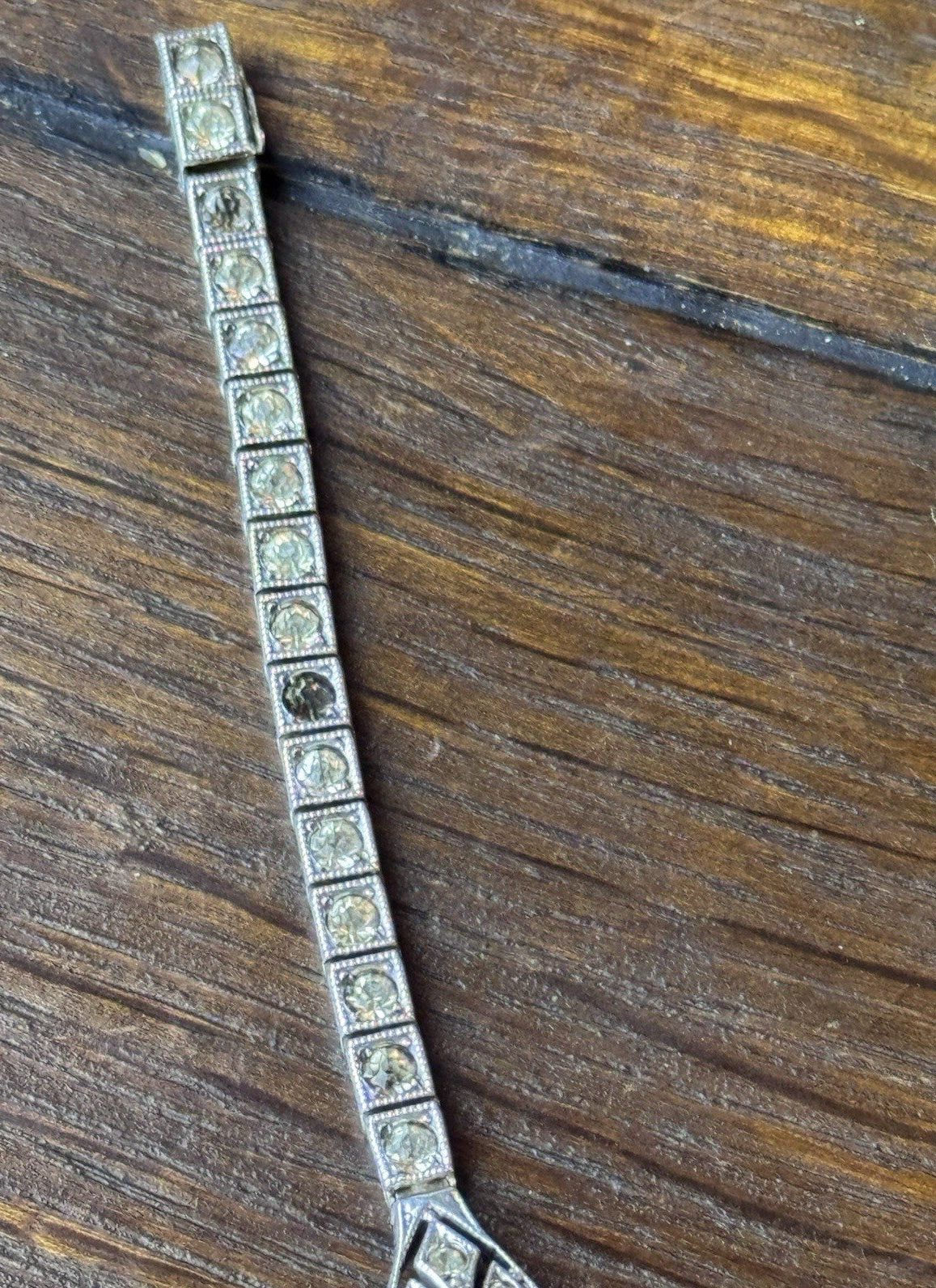 Antique Art Deco Sterling Rhinestone Tennis Bracelet Pat. 9.15.25 6.75”