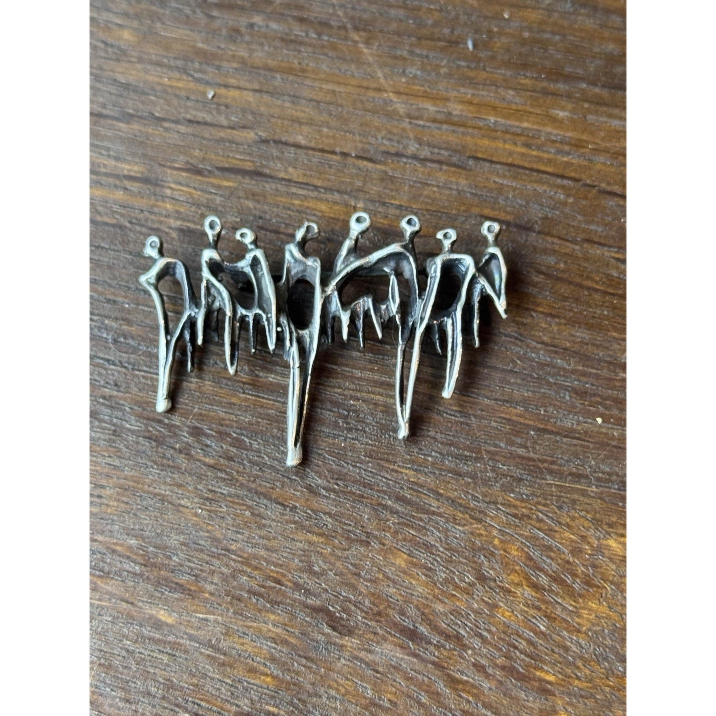 Aharon Bezalel Brooch Sterling Silver Brutalist Figural Mid Century Modern 2”