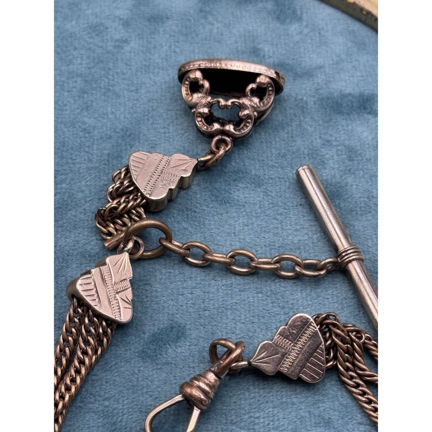 Antique Victorian Gold Filled Double Albert Pocket Watch Chain Fob PMG Mono
