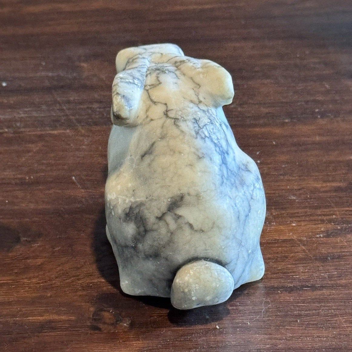 Alabaster Rabbit Figurine Hand Carved Marble Stone Bunny Sculpture 5.5”