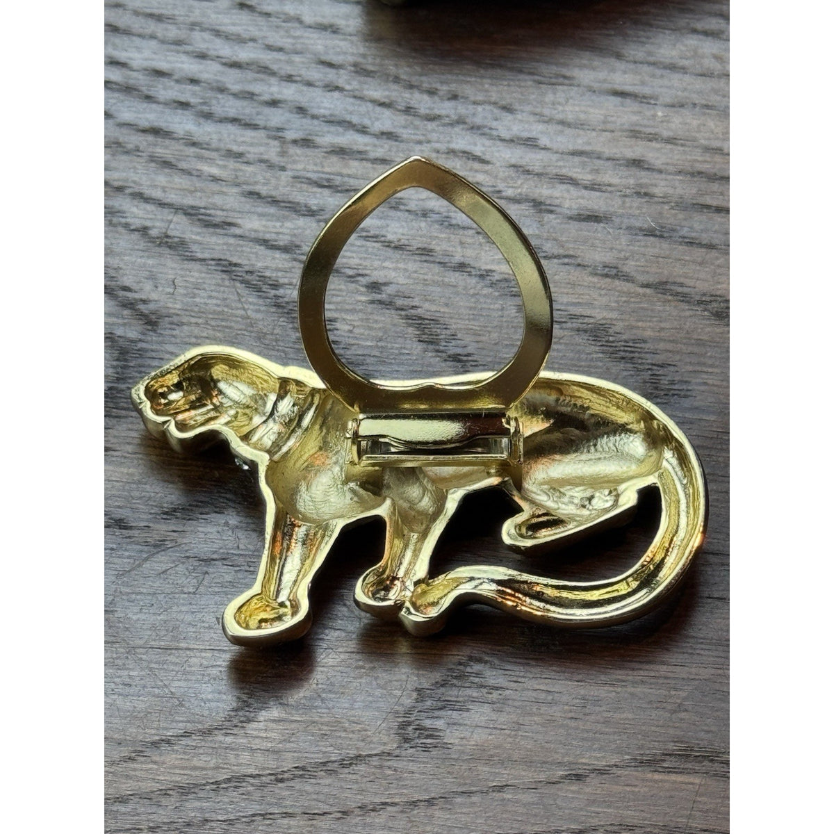 Vintage Panther “Cat” Scarf Clip Goldtone Rhinestone Collar 2.5” Figural