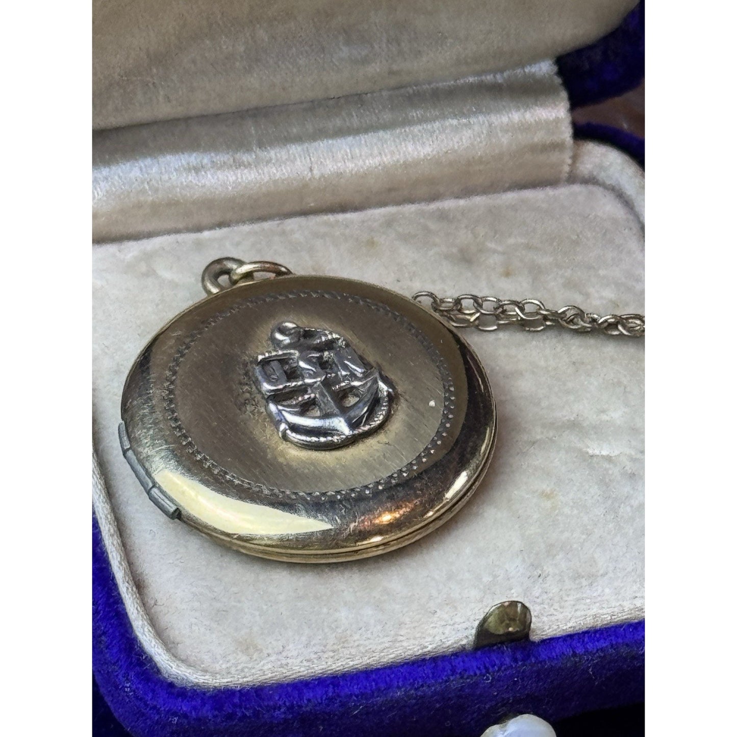 Vintage Gold Filled USN Anchor Locket Necklace 19” Chain Sweetheart Military
