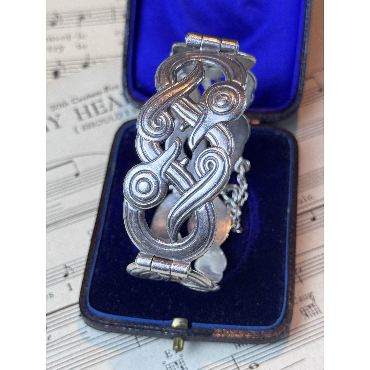 Vintage 1973 Kalevala Finland 925 Sterling Silver Eternal Turso Bracelet 6.5