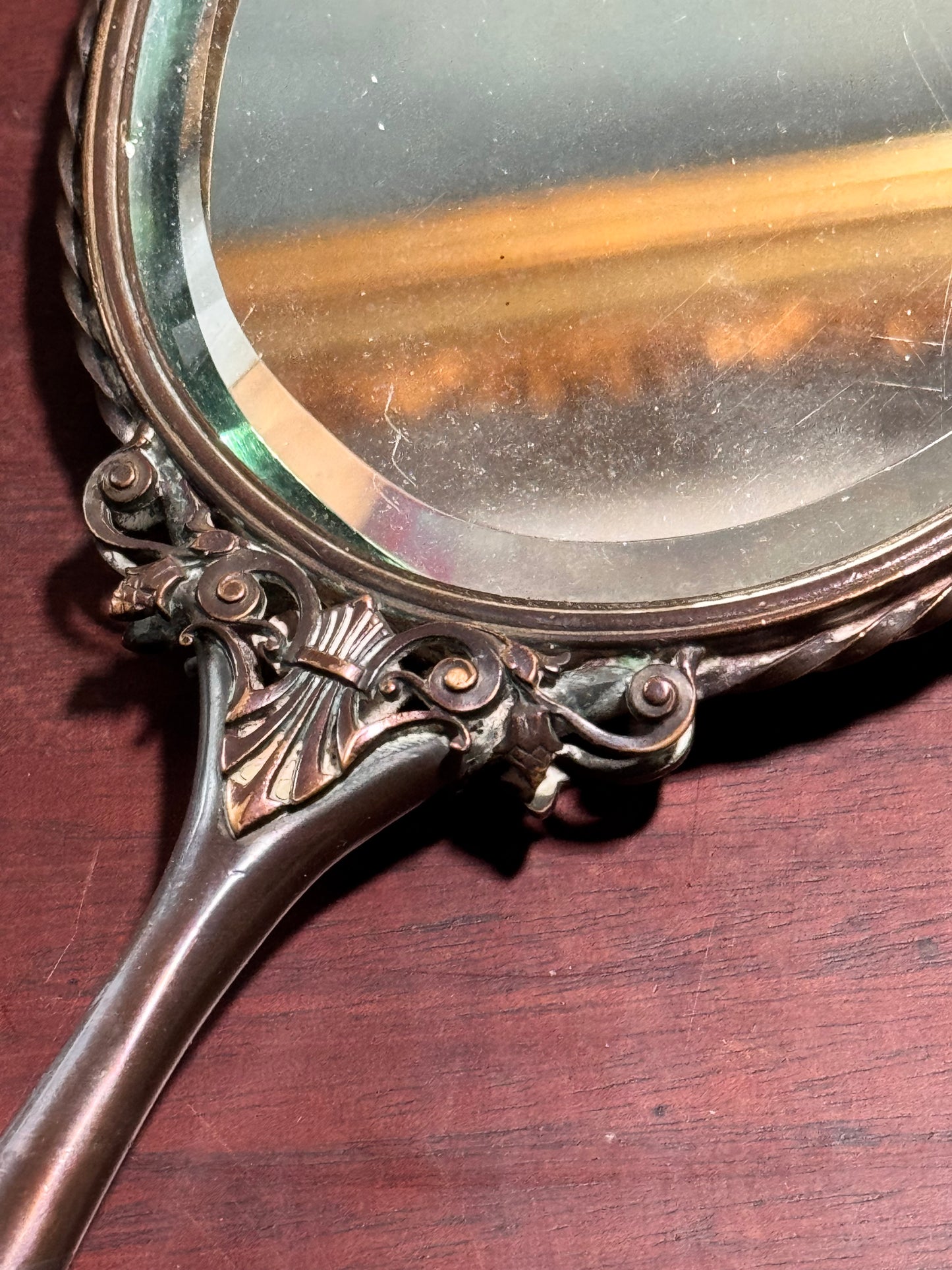 Antique Hand Painted Portrait Hand Held Mirror showing Queen Louise Of Prussia 10.5” Hand Painted