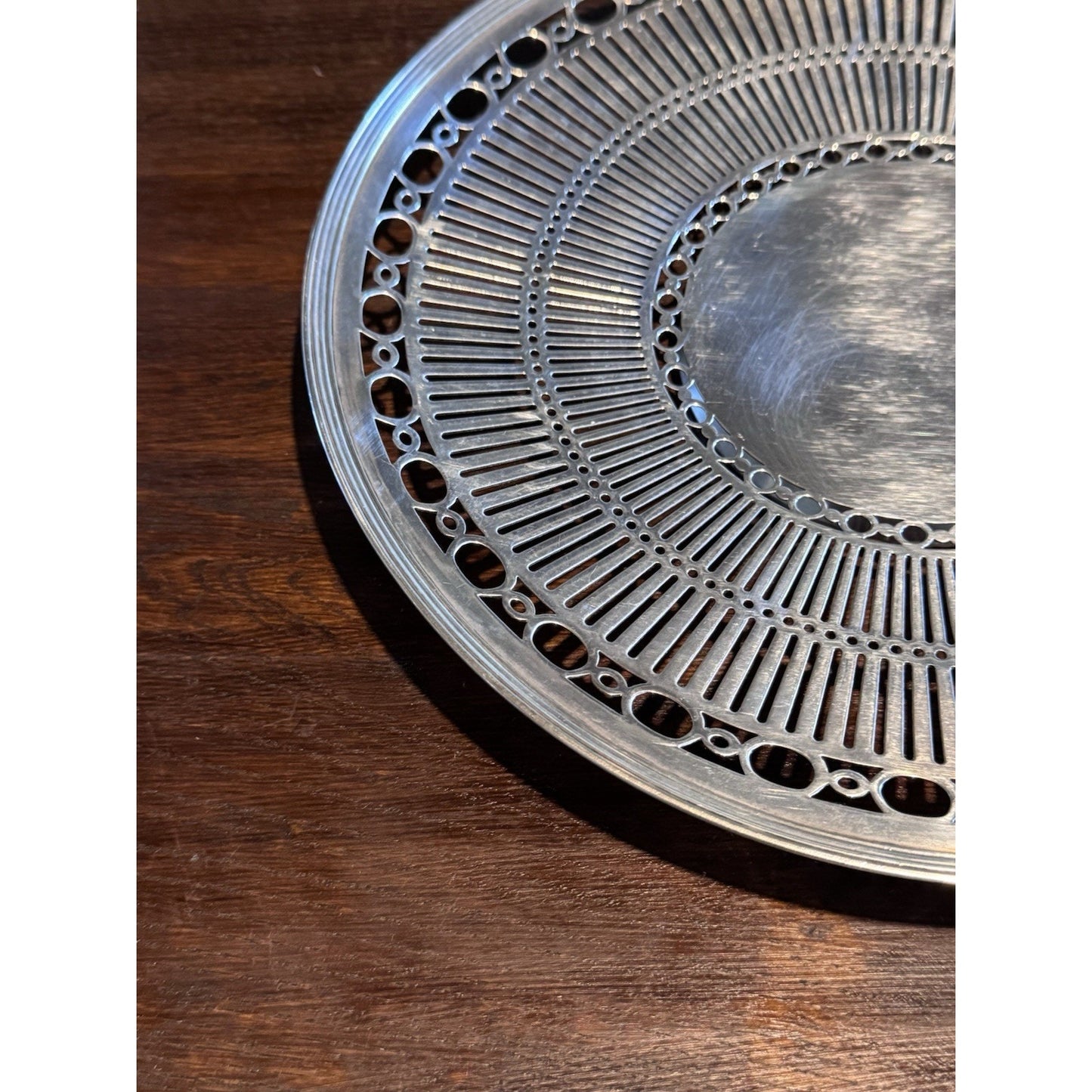 Silverplate Cake Plate Pierced Petit Fours Serving Plate Meriden 10” Vintage