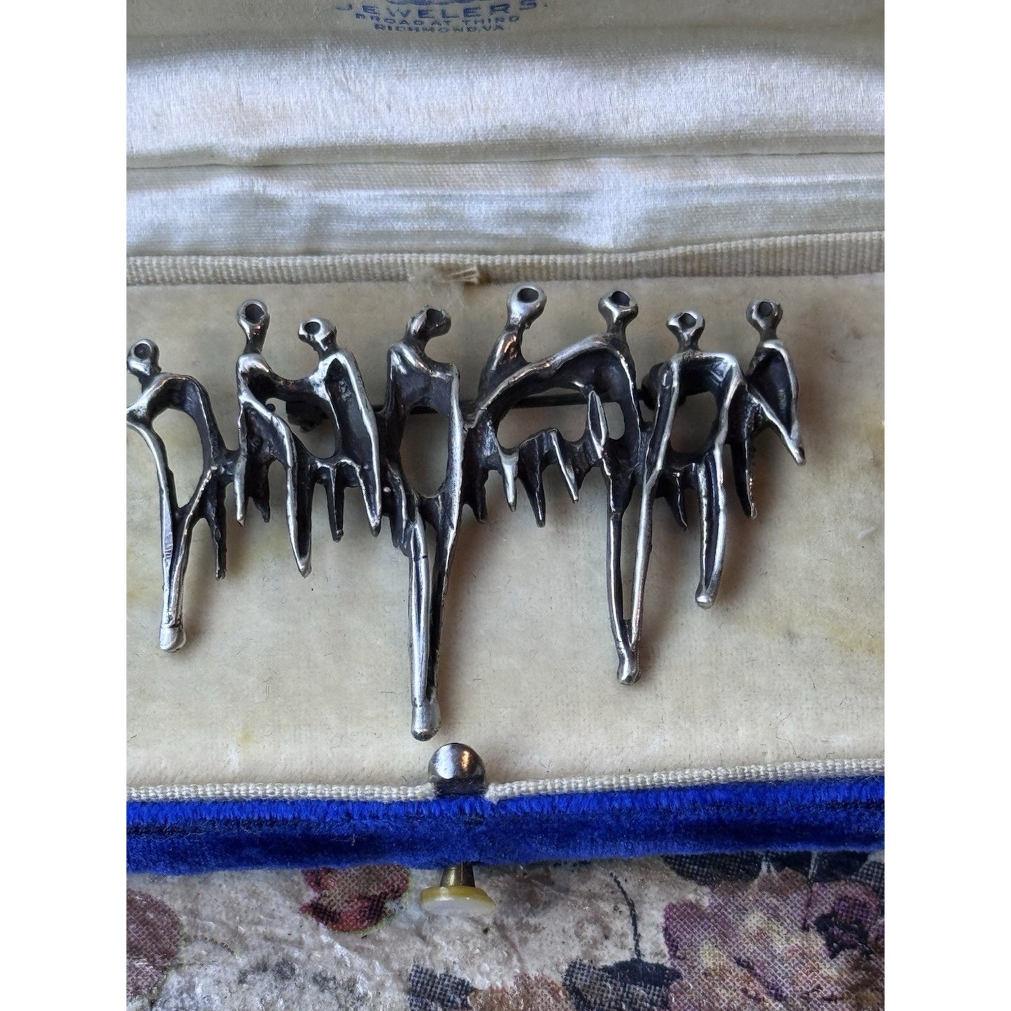 Aharon Bezalel Brooch Sterling Silver Brutalist Figural Mid Century Modern 2”