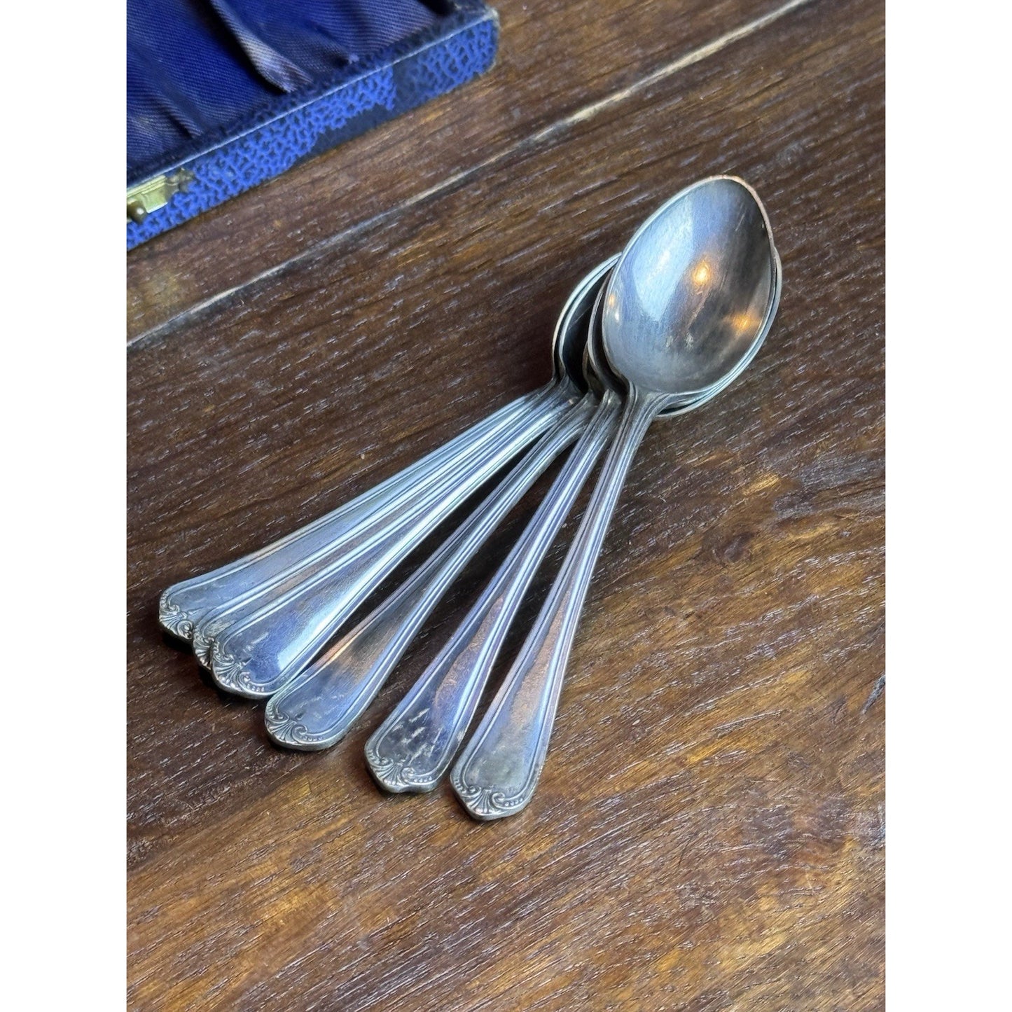 Vintage EPNS Silver Plate Demitasse Spoons in Original Presentation Case
