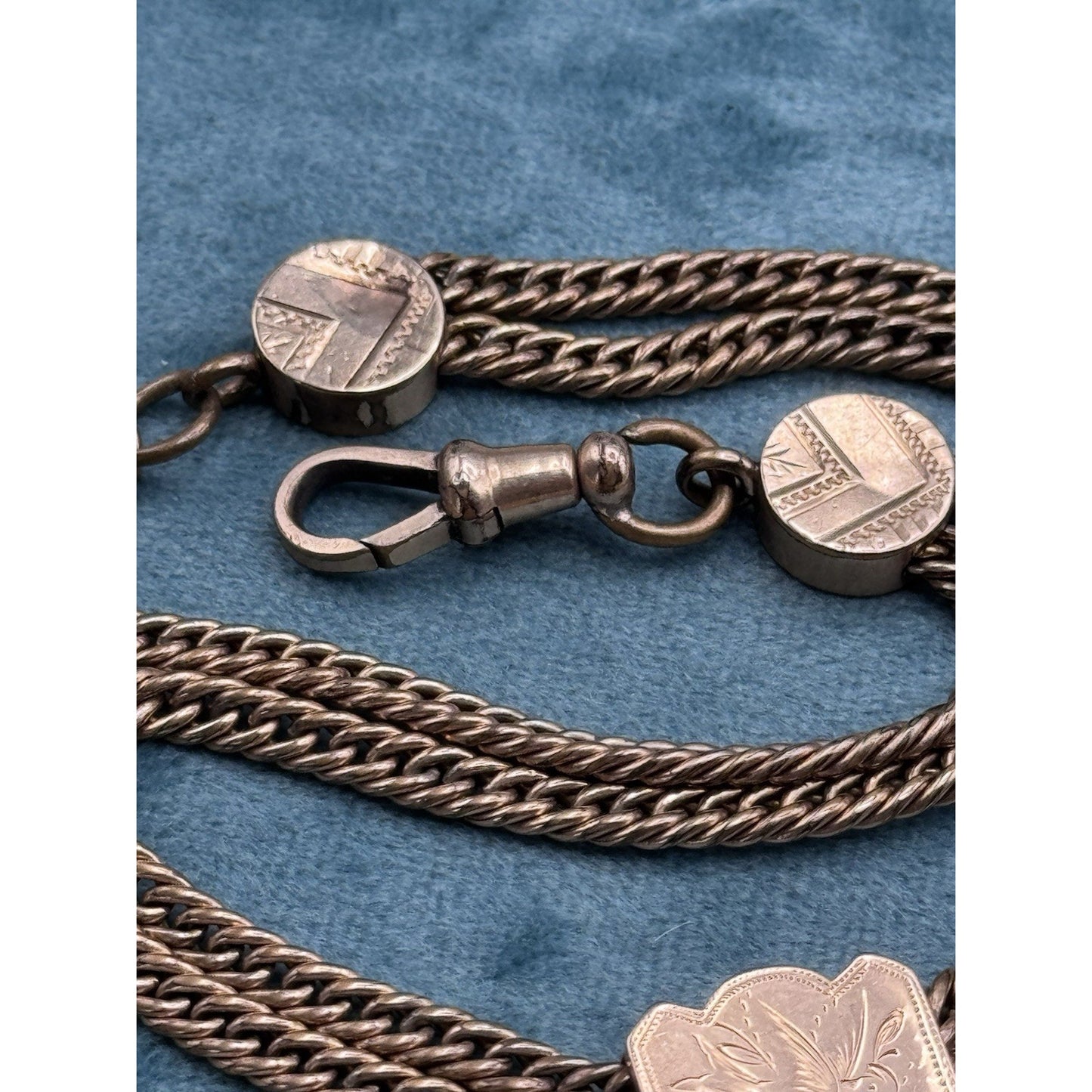 Antique Gold Filled Albert Watch Chain Cameo Fob T Bar 12” Victorian