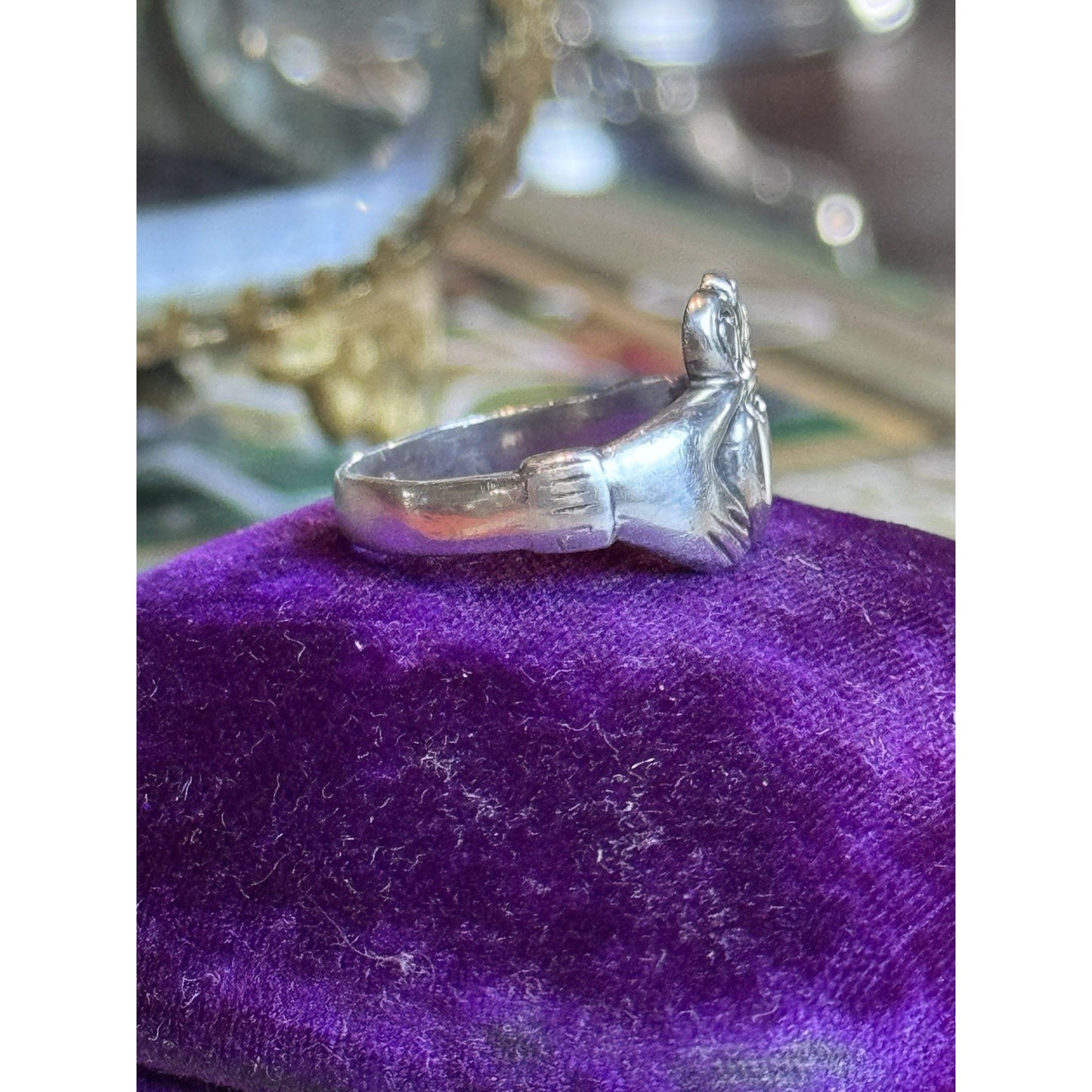 Vintage Irish Claddagh Ring Sterling Silver 925 Artisan Size 7.75 Celtic Love