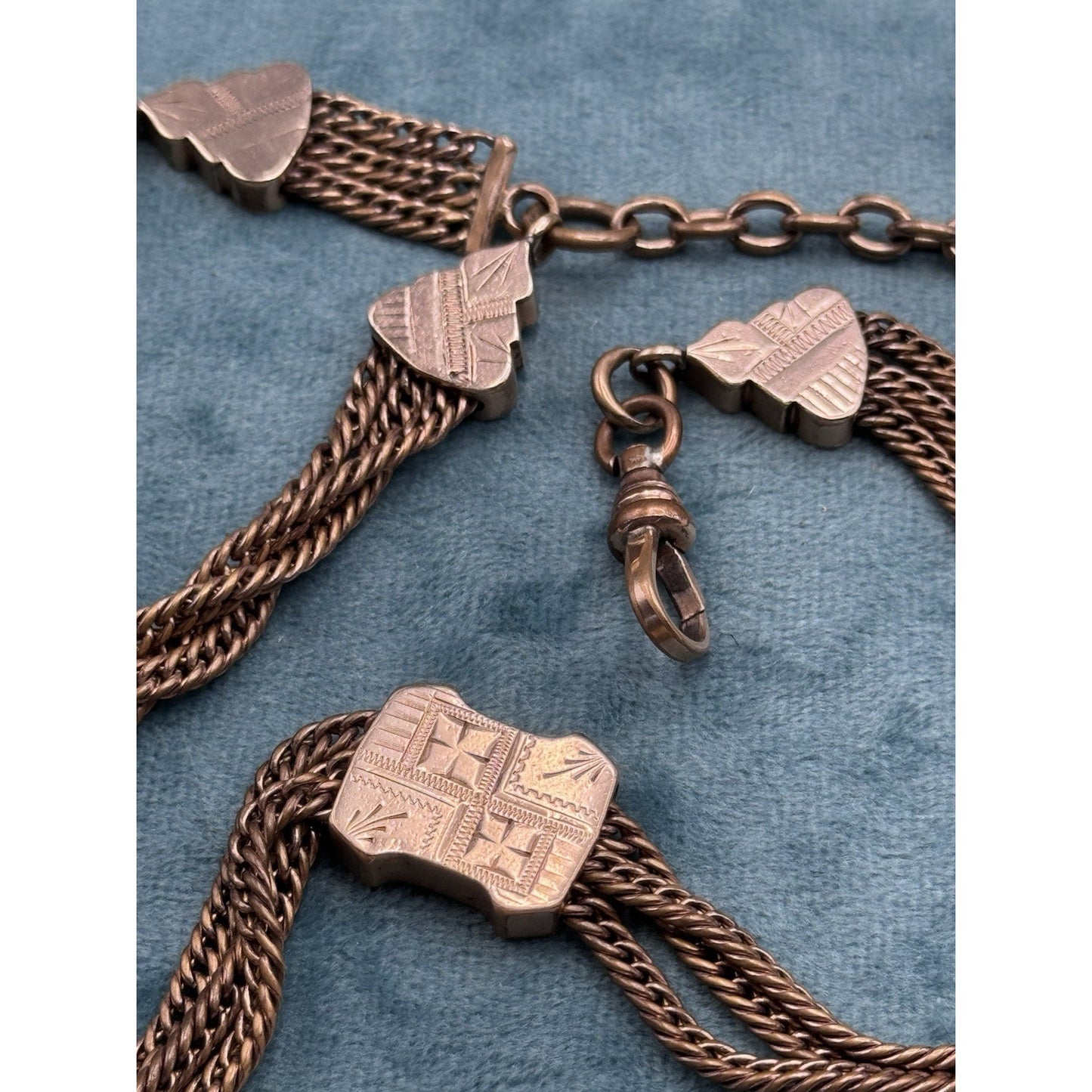 Antique Victorian Gold Filled Double Albert Pocket Watch Chain Fob PMG Mono