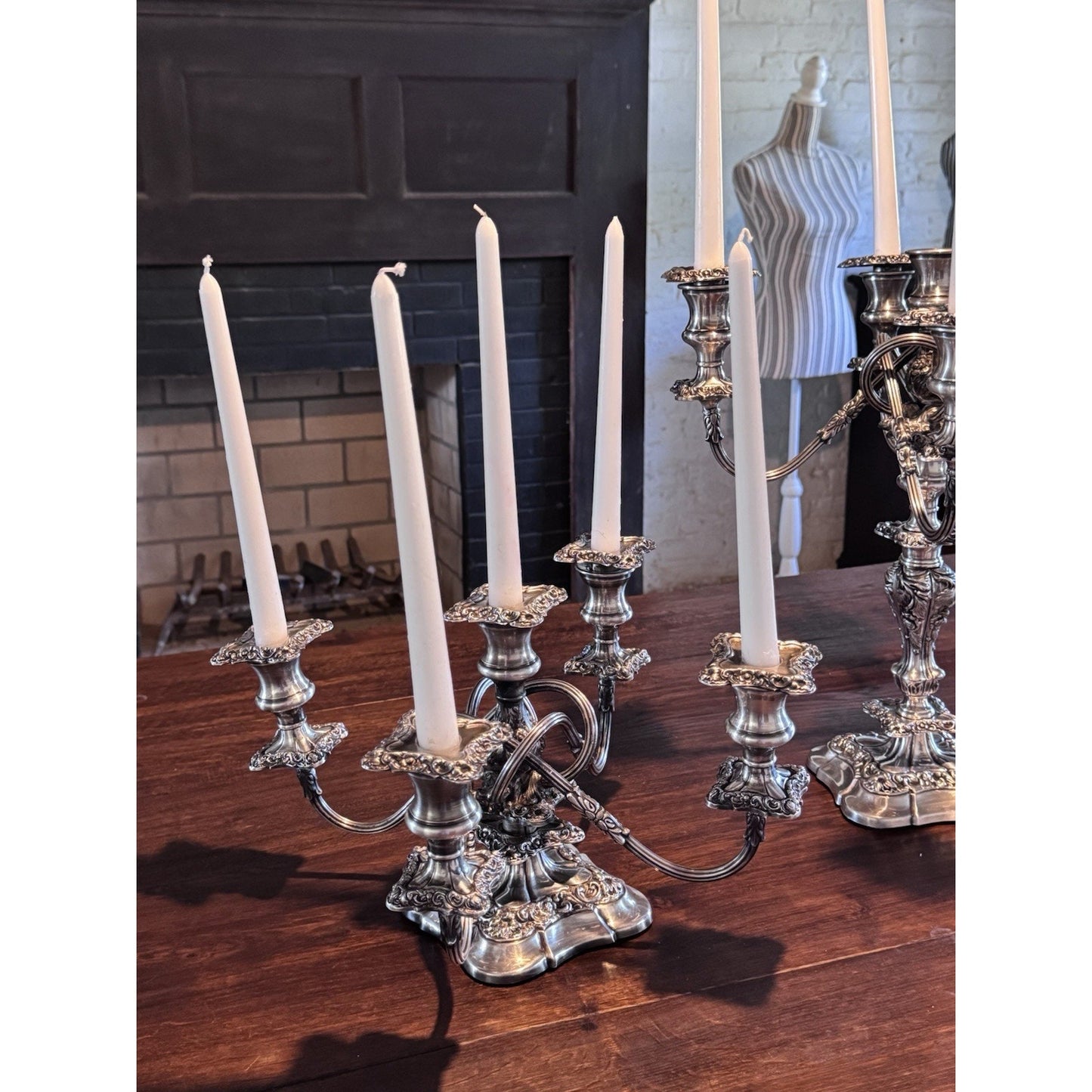 Webster Wilcox IS Silverplate 5 Light 4 WAYS Convertible Candelabra Pair 16.75”