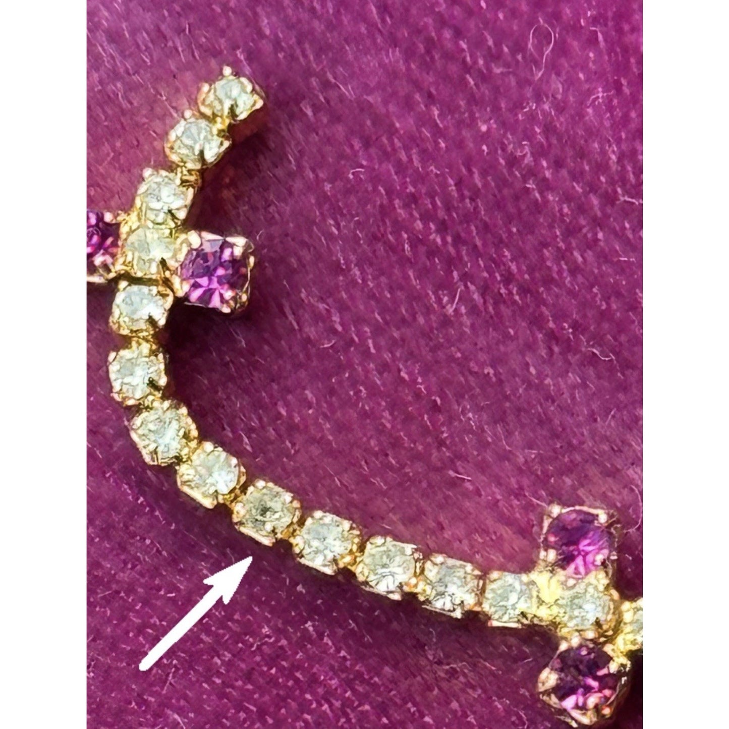 Vintage Kite Brooch BAUER Pink Rhinestone Goldtone Dangle 2.75” x 1.5”