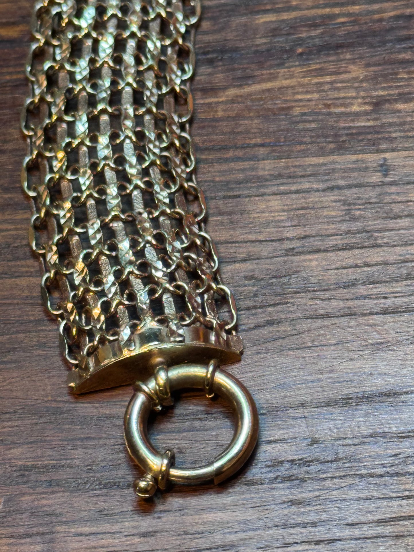 Vintage Goldtone Multi Strand Mesh Bracelet Victorian Revival Style 6.75”