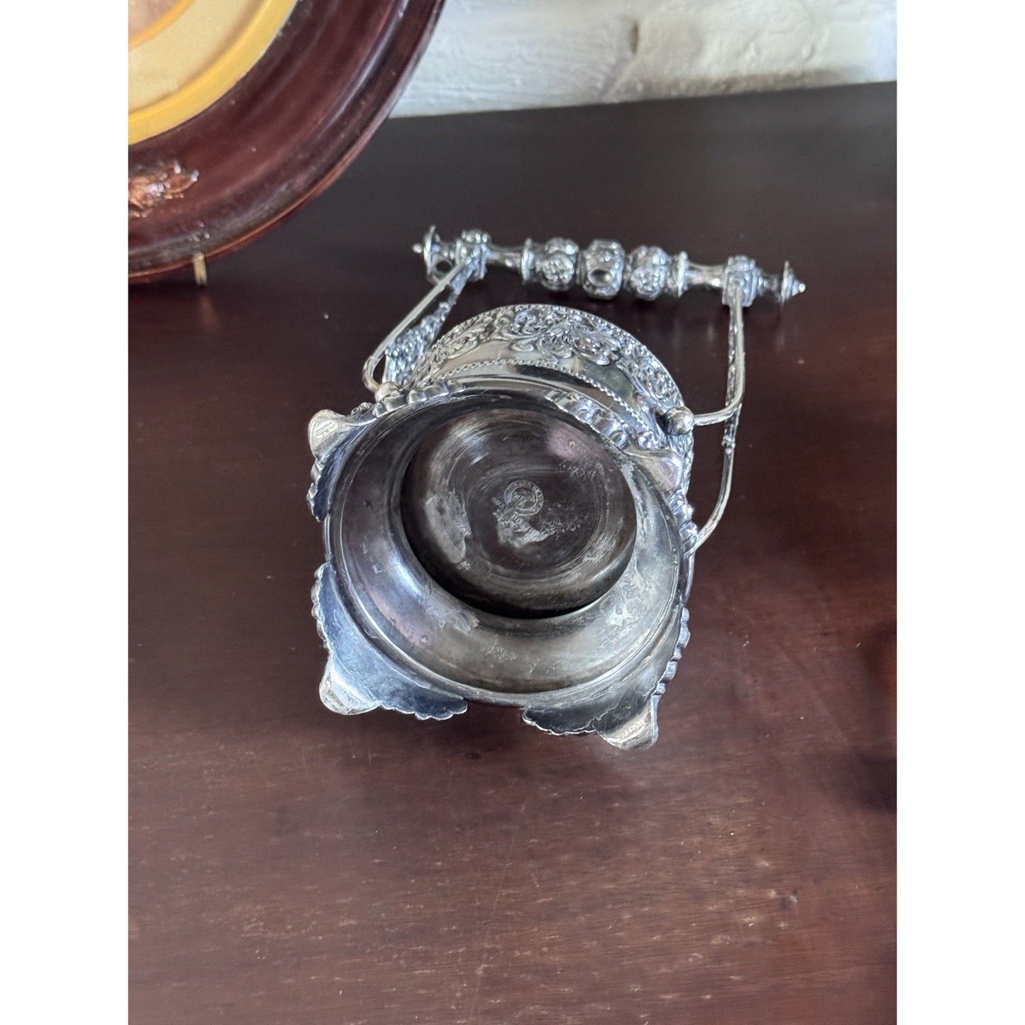 Antique Pickle Castor Forbes Silver Co Quadruple Plate Glass Jar & Tongs