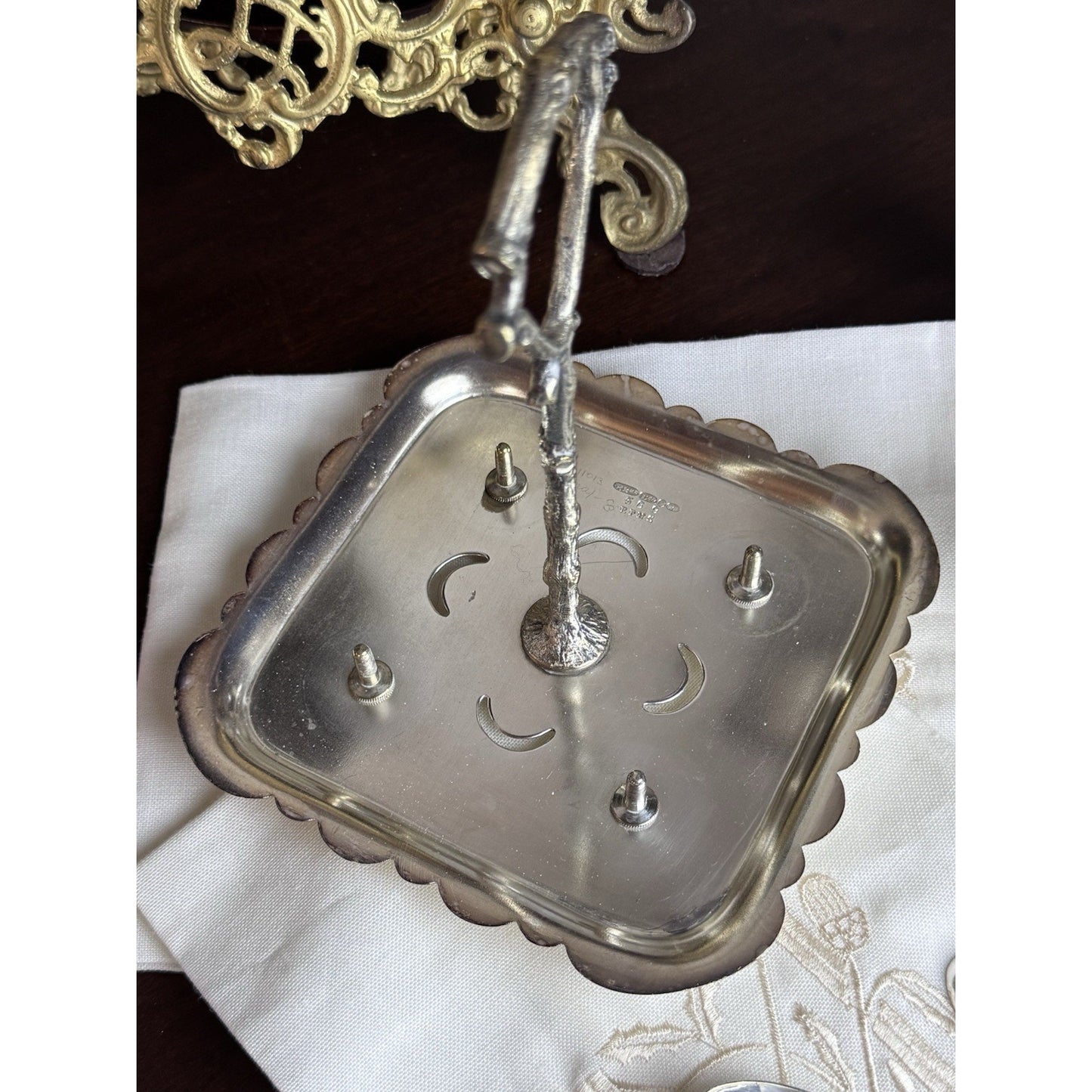 Silverplate Egg Cruet Set 4 Cups Spoons Caddy F Brothers Ltd English Antique