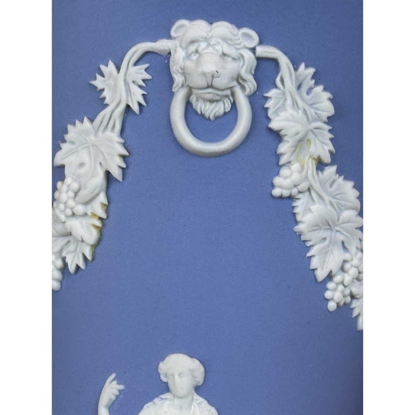 Vintage Wedgwood Jasperware Vase Blue White Classical Figures Grapevine 6” READ!