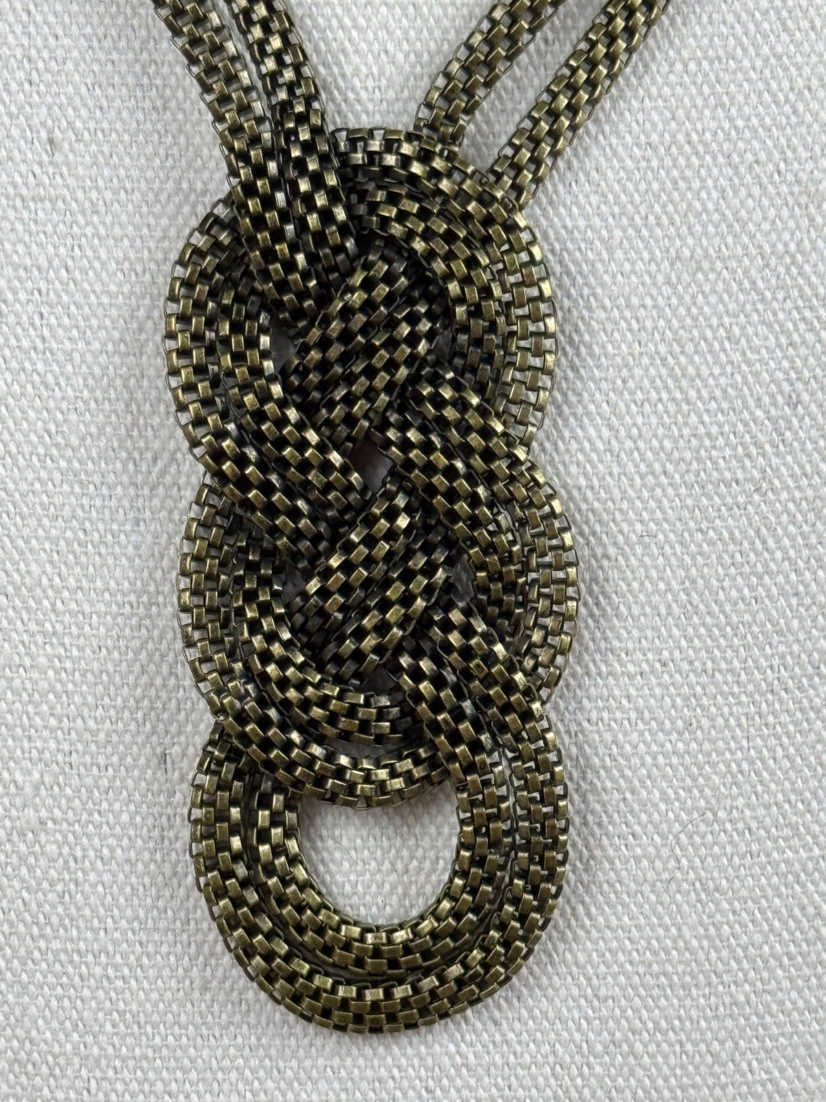 Cookie Lee Necklace Woven Knot Statement Pendant Goldtone 23”