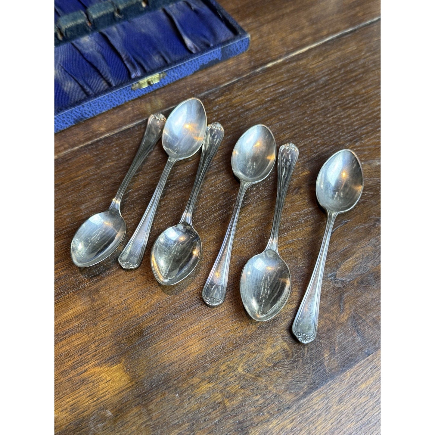 Vintage EPNS Silver Plate Demitasse Spoons in Original Presentation Case