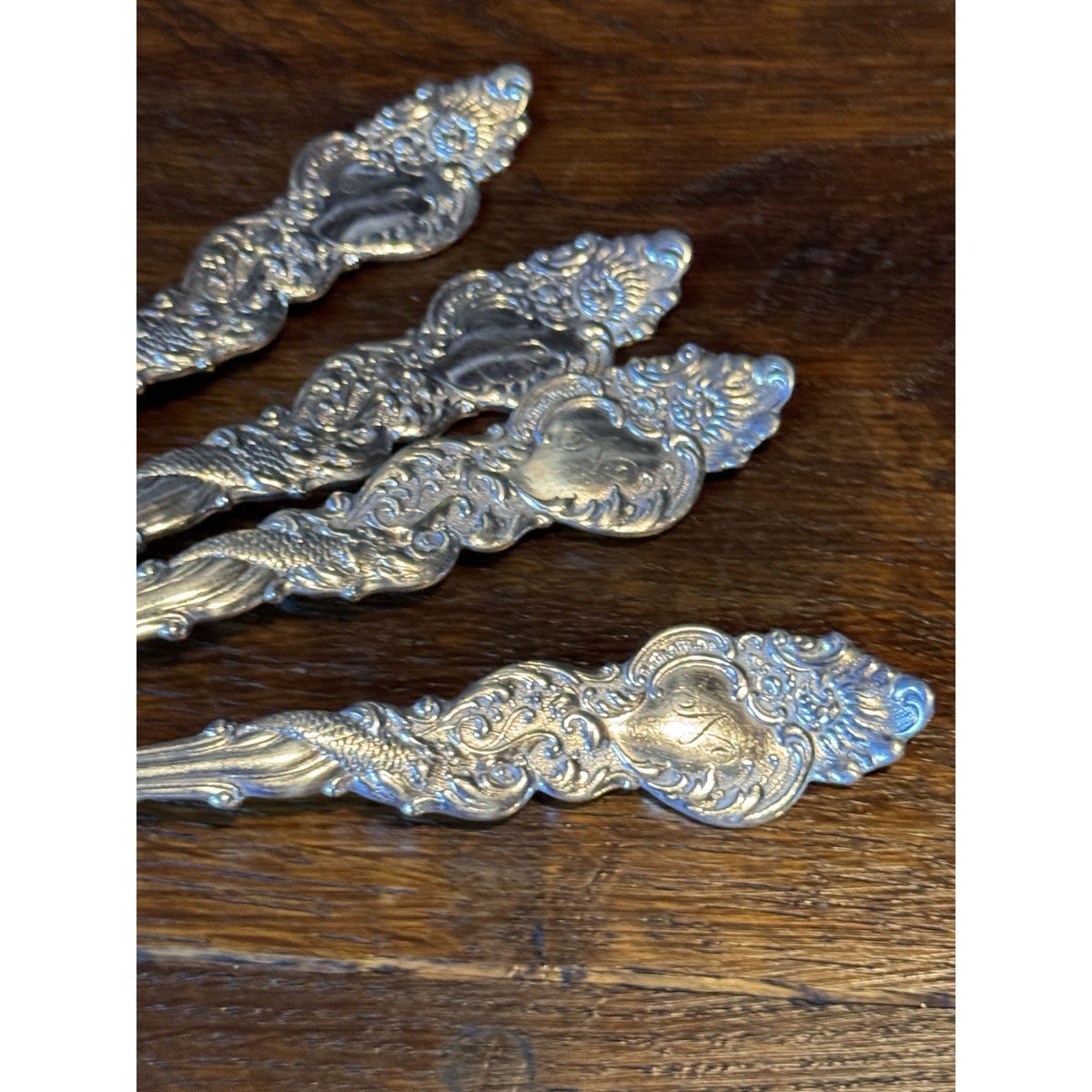 Silverplate Dinner Spoons 1847 Rogers Columbia Set Of 4 Ornate Monogram N 8.25”