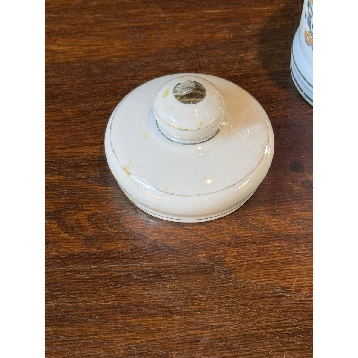 Vintage Porcelain Gauze Apothecary Jar Medical Canister With Lid 4.25”