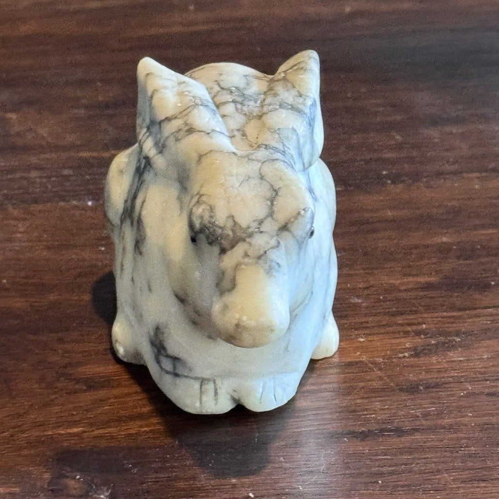 Alabaster Rabbit Figurine Hand Carved Marble Stone Bunny Sculpture 5.5”