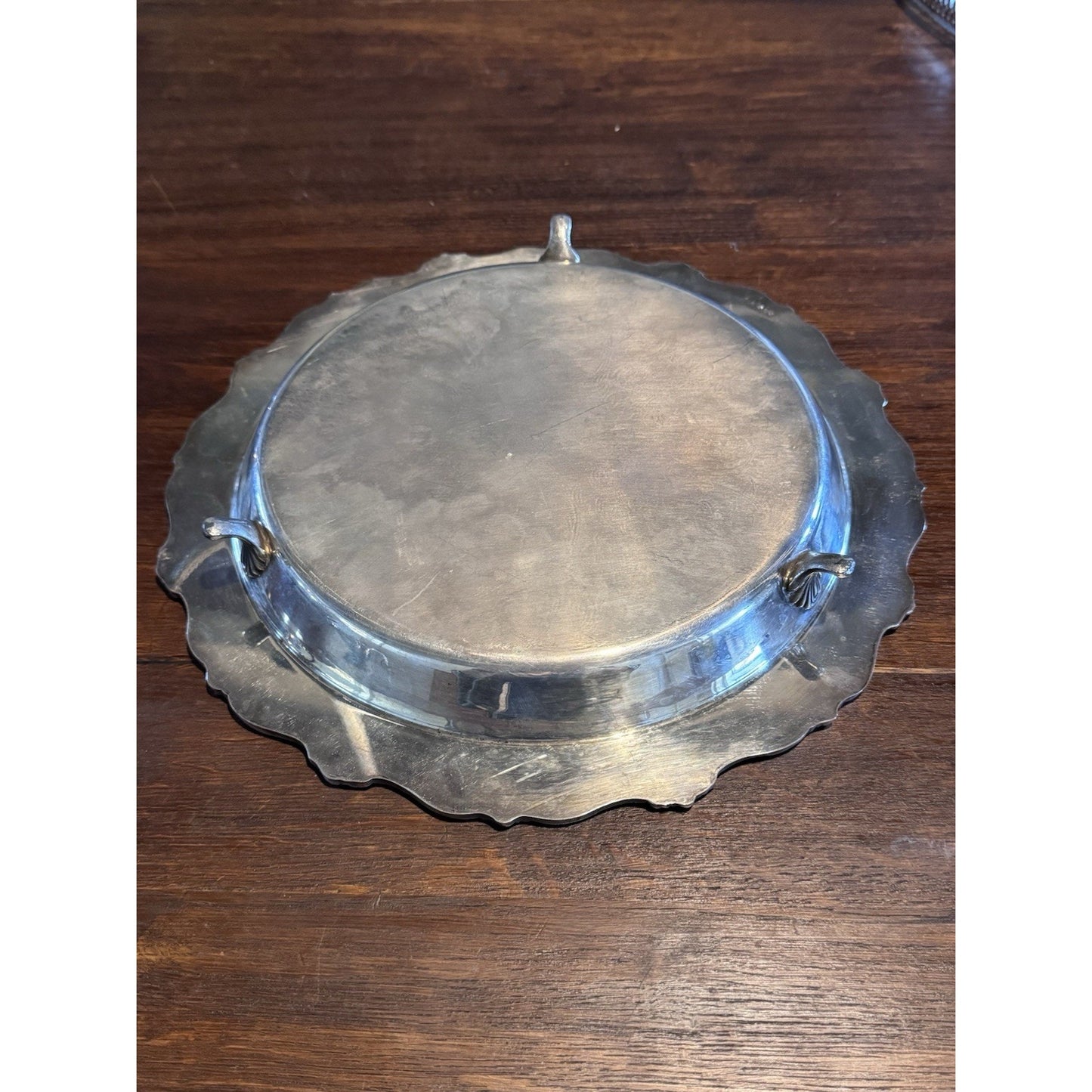 Silverplate Footed Round Serving Tray 11.75” Deep VINTAGE