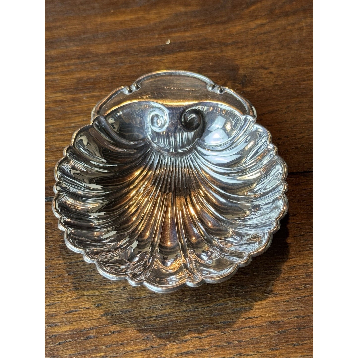 Vintage Silverplate Shell Trinket Dish Scallop Jewelry Catchall 3.5”