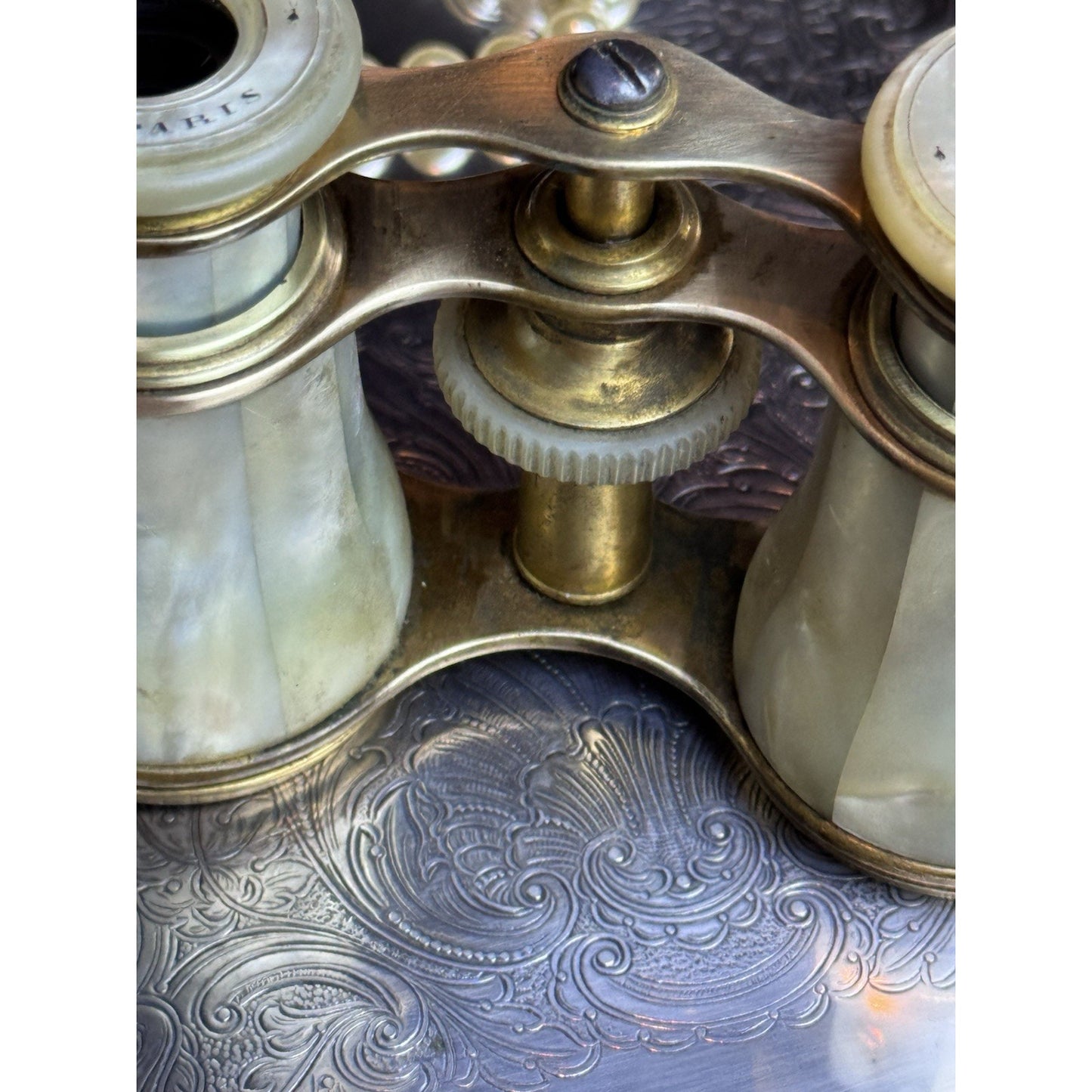 Antique Lemaire Paris Mother of Pearl Opera Glasses Binoculars Blanche CLEANED!
