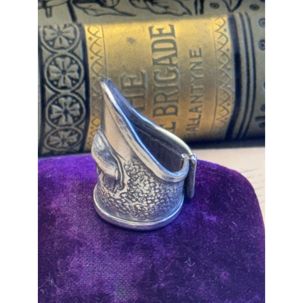 Silver Ring Thai Elephant Artisan Adjustable Size 6 Statement Wide Band 1.25”