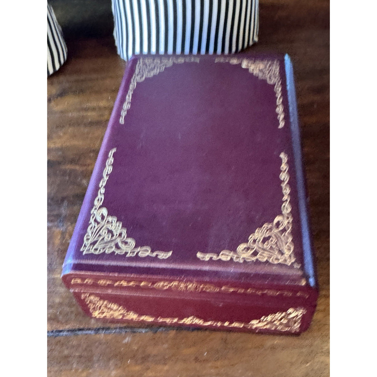 Vintage Farrington Jewelry Box Burgundy Texol Velvet Lined With Insert Case 9.5”
