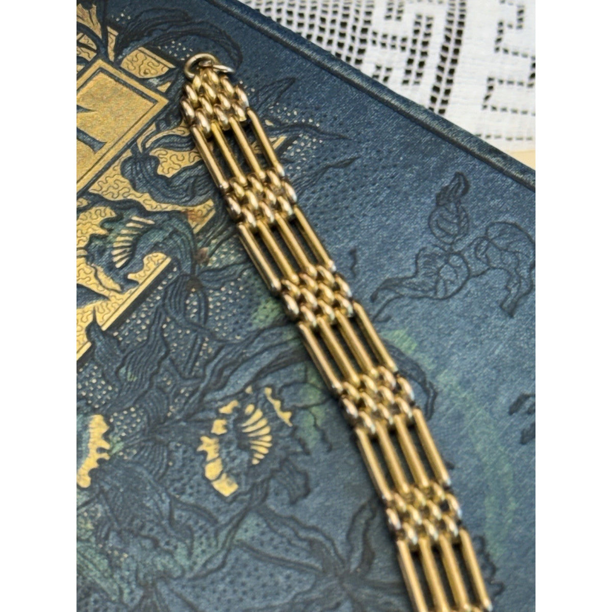 Antique Gold-Filled Gate Link Bracelet 7.25” Victorian STYLE